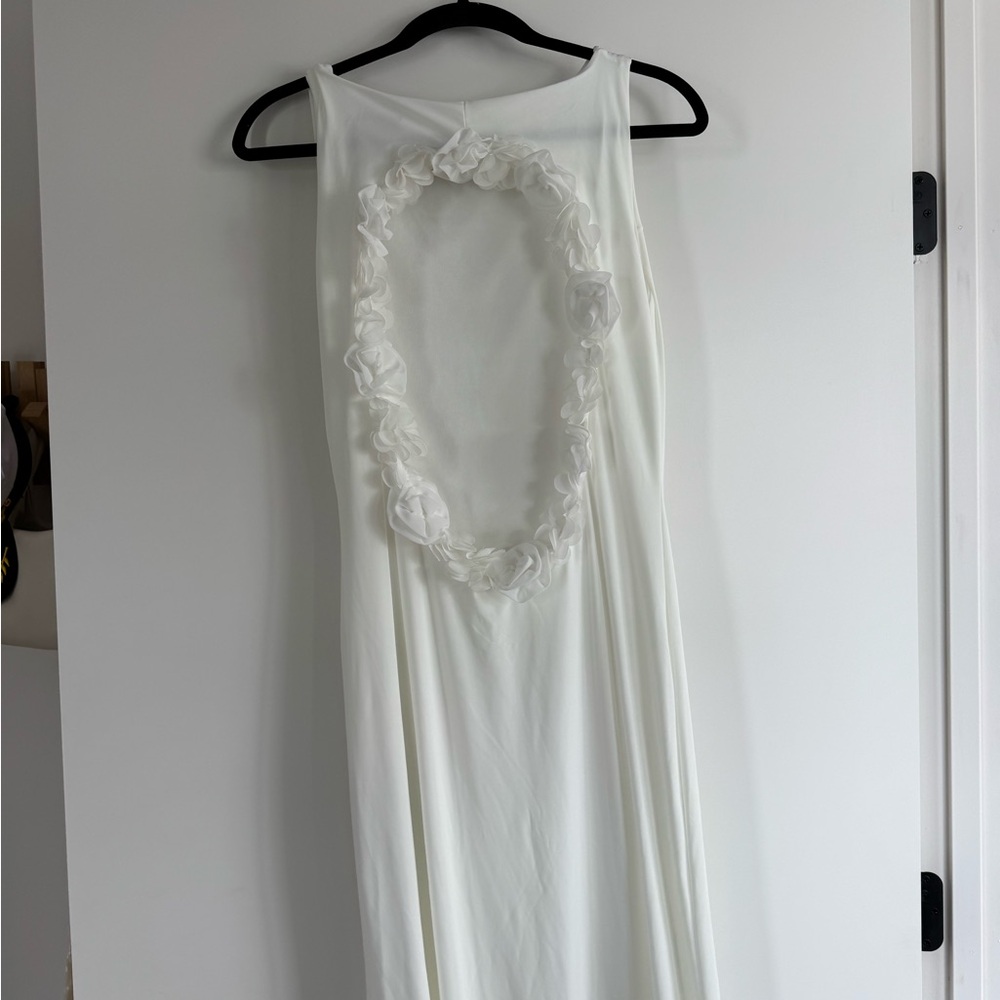 ASOS White Backless Dress with Ruffle Detail